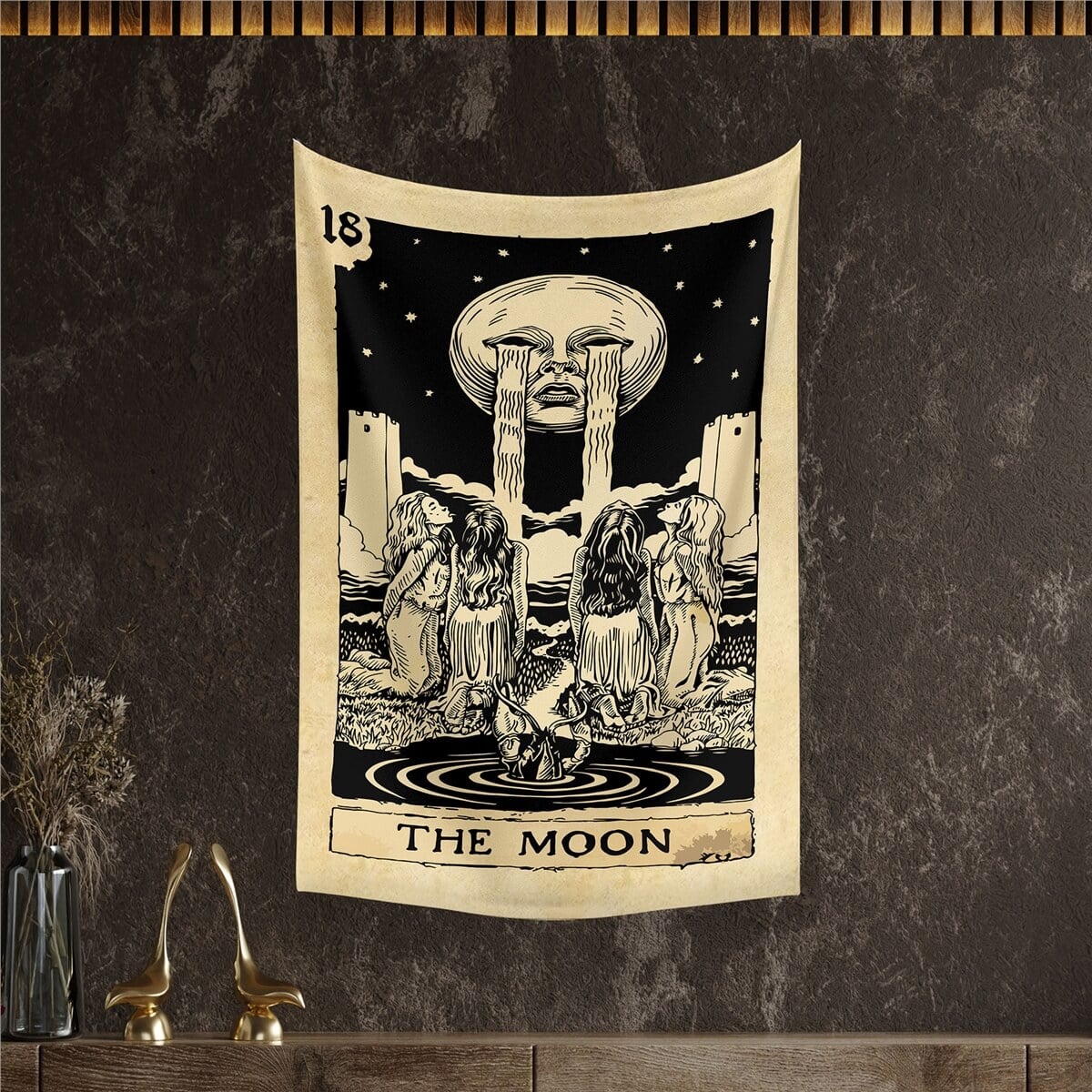 Vagonik Tarot Kartı The Moon Duvar Örtüsü Halısı 140x100 Cm-70x100 Cm