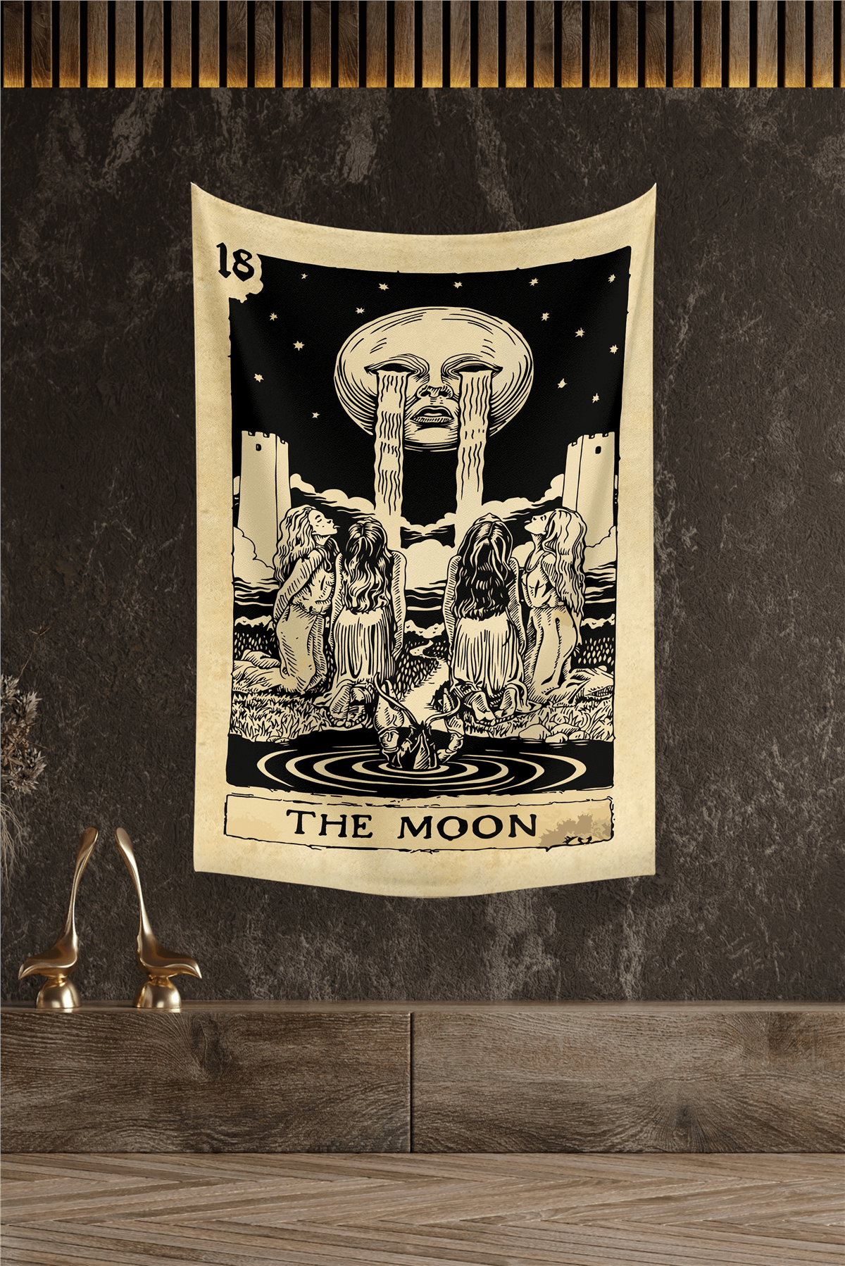 Vagonik Tarot Kartı The Moon Duvar Örtüsü Halısı