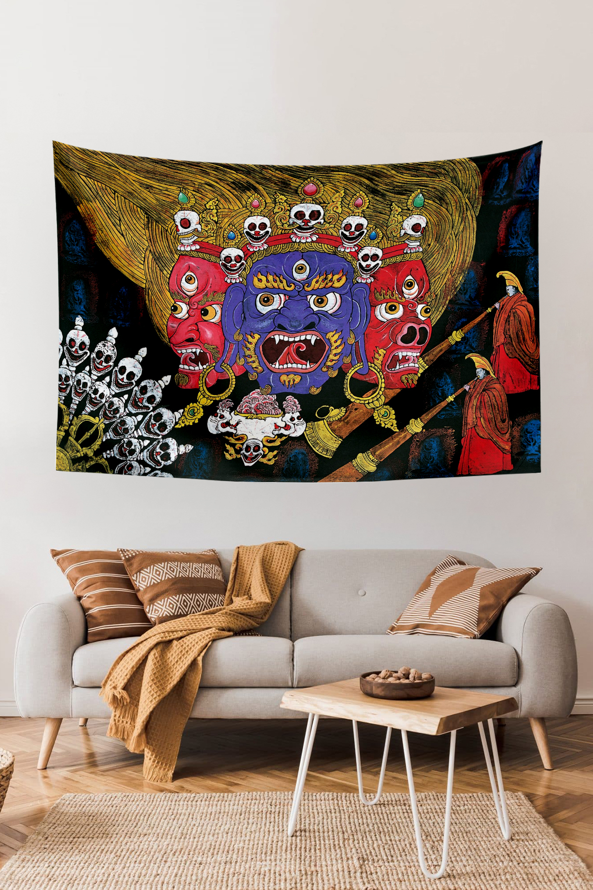 Vagonik Tibet Etnik Desen Budist Thangka Ve Mandala Bohem Duvar Örtüsü Halısı
