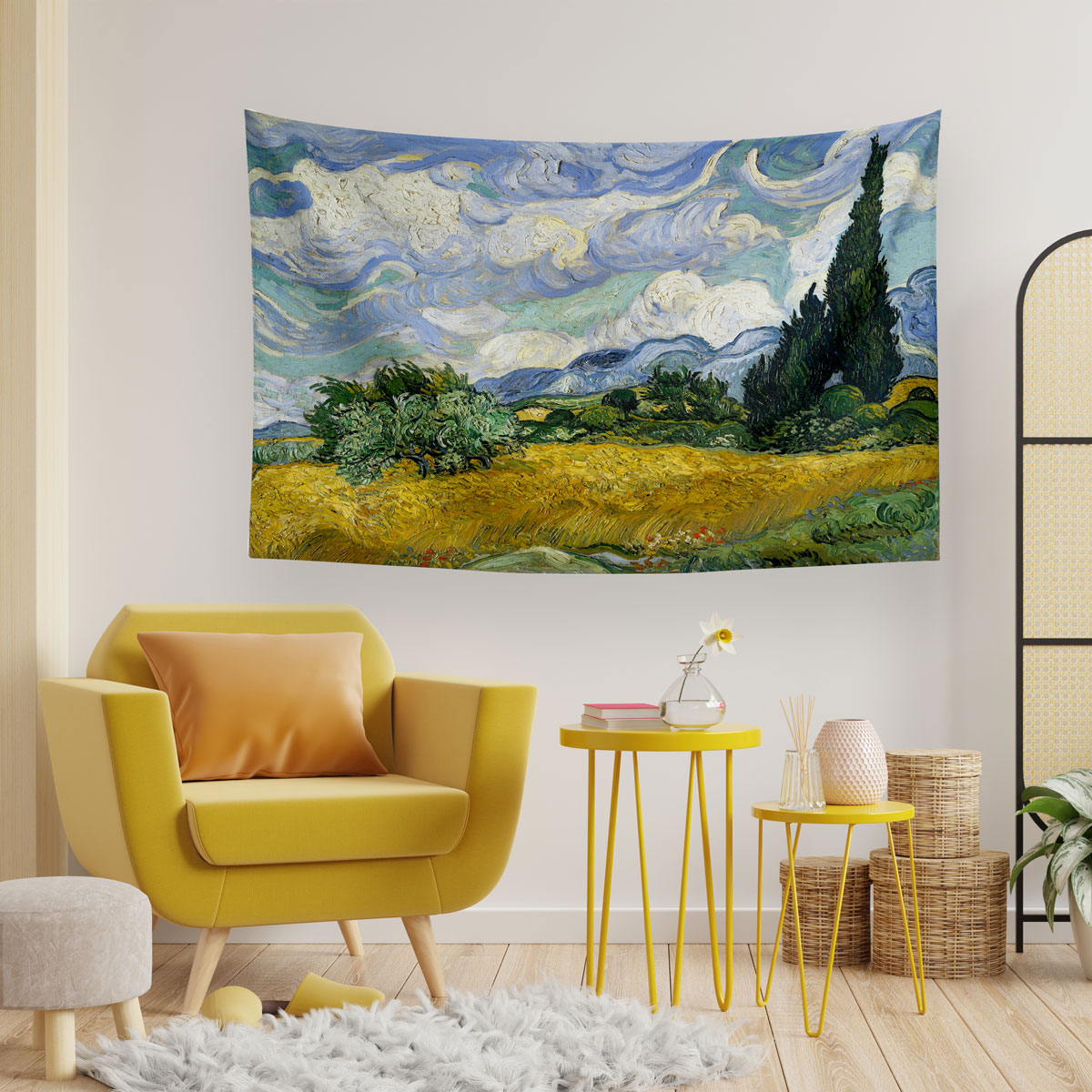 Vagonik Van Gogh İris Süsen Çiçeği Duvar Örtüsü Halısı 140 X 100 Cm
