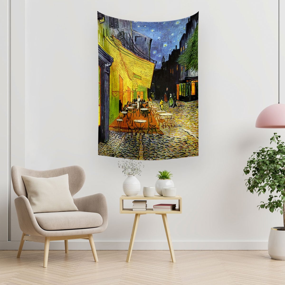 Vagonik Van Gogh Teras Cafe Duvar Örtüsü Halısı 140 X 100 Cm-70x100 Cm