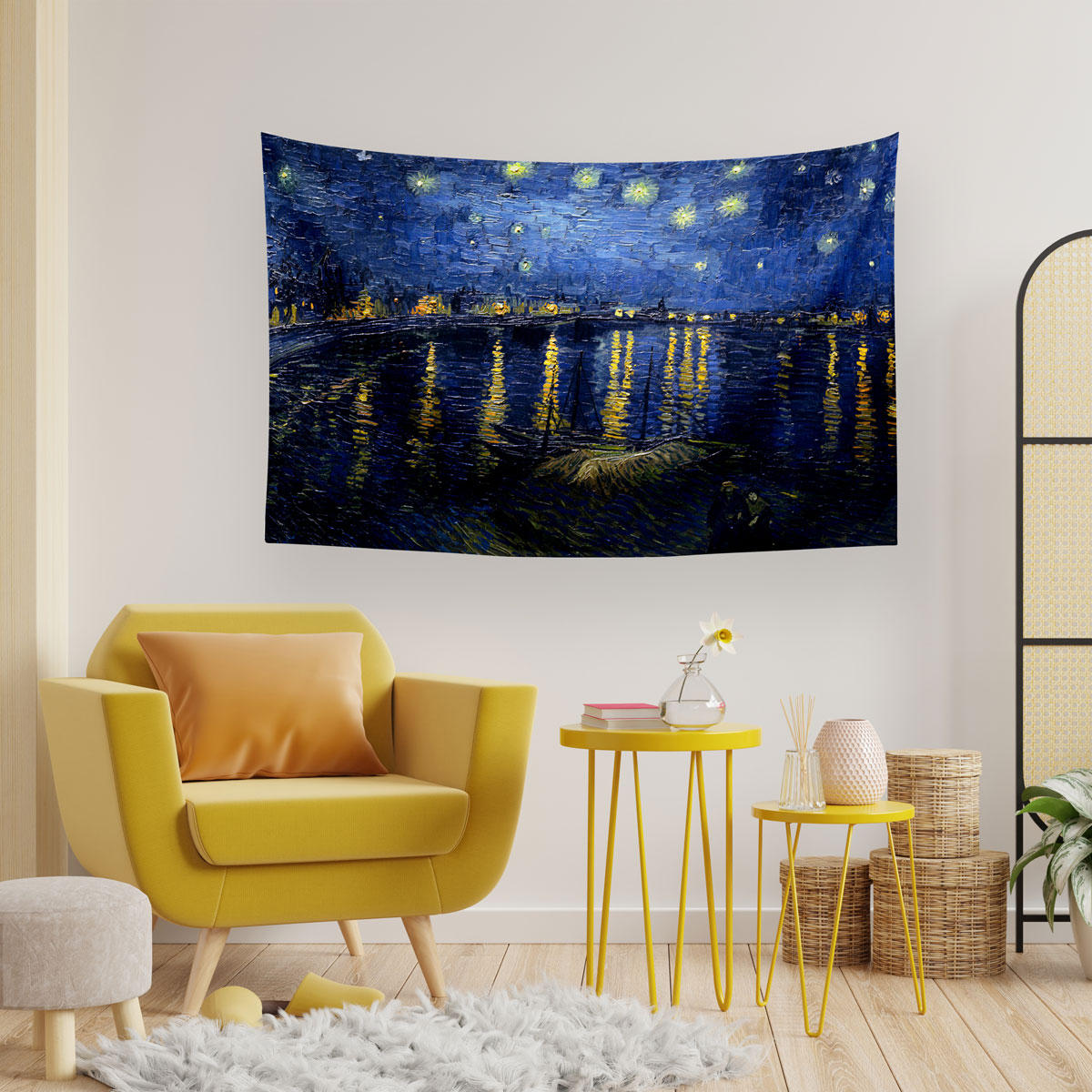 Vagonik Van Gogh Yıldızlı Gece 2 Duvar Örtüsü Halısı 140 X 100 Cm-70x100 Cm
