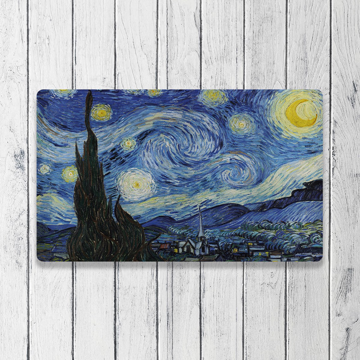 Vagonik Van Gogh Yıldızlı Gece Dijital Baskılı 50x70cm Dekoratif Çok Amaçlı Iç Ve Dış Kapı Paspası