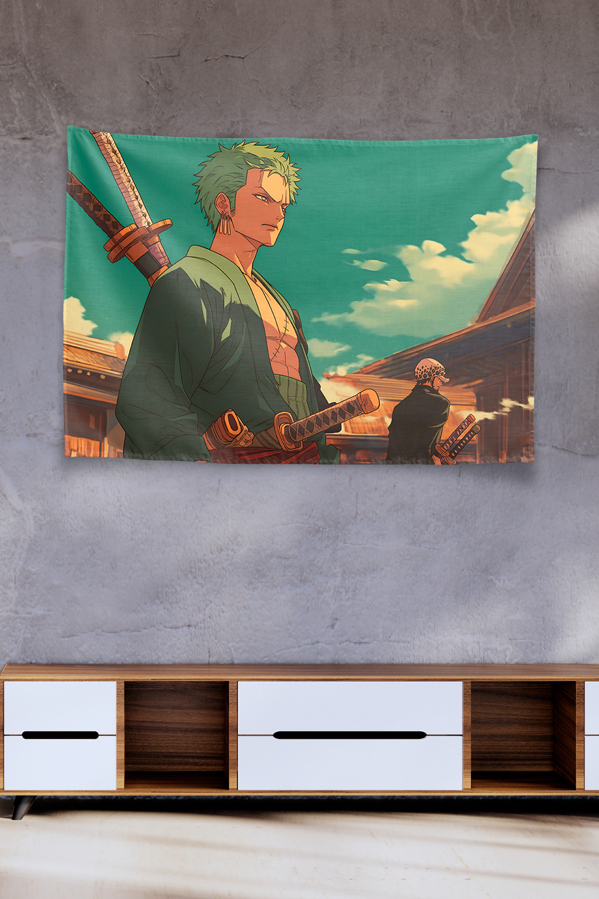 Vagonik Zoro Wano Samurai Village Duvar Örtüsü Tapestry