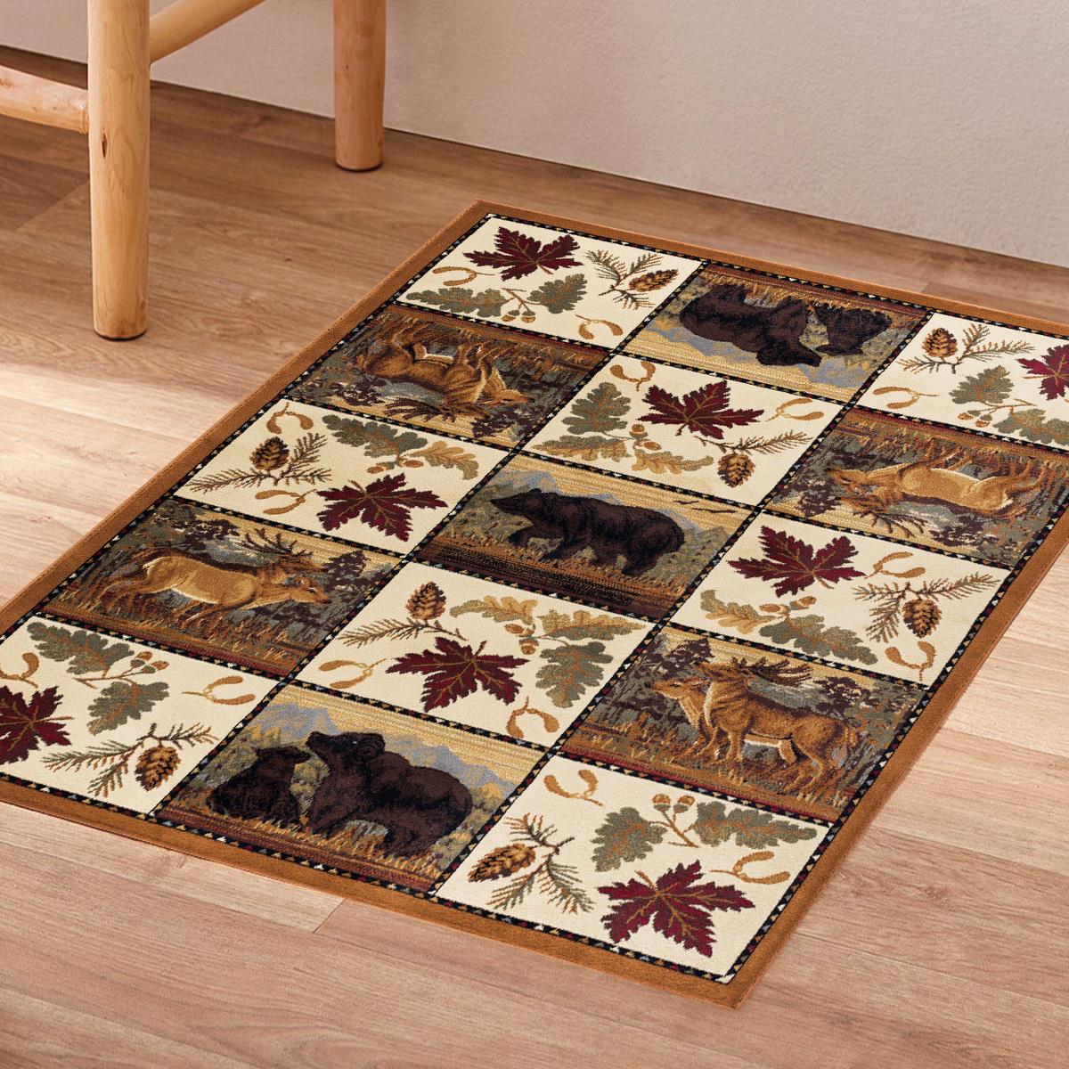Vintage Vahşi Doğa Desenli Dijital Baskılı Halı Kaydırmaz Tabanlı Yıkanabilir Halı