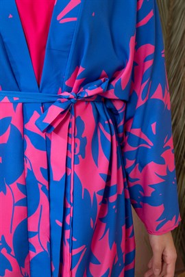 Ala Kuşaklı Kimono Mavi