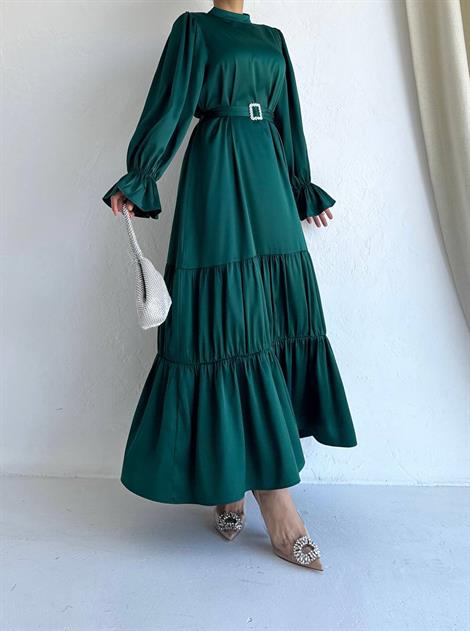 Aryana Saten Elbise Yeşil