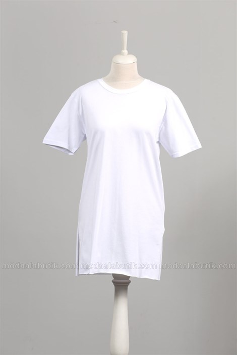 Düz Kısa Kol T-shirt - Beyaz