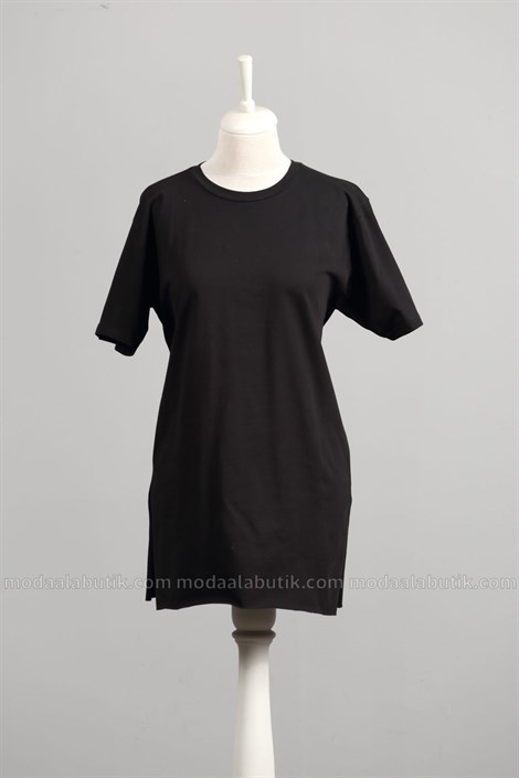Düz Kısa Kol T-shirt - Siyah