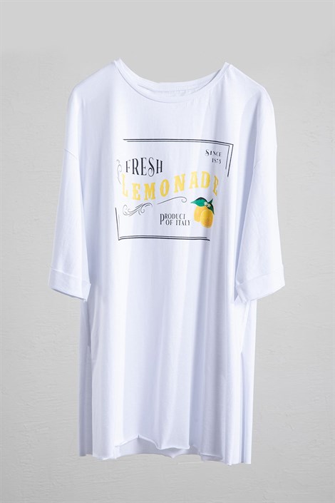 Limon Baskılı T-Shirt Beyaz - Moda AlaLimon Baskılı T-Shirt Beyaz