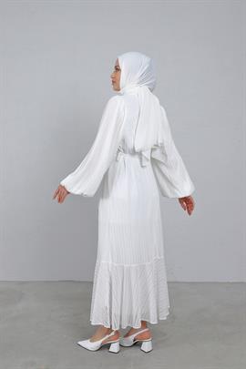 Astarlı Brode Elbise Beyaz