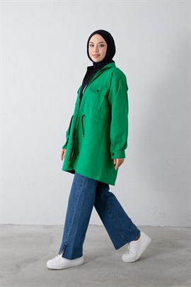 İki cepli Fermuarlı Ceket Yeşil