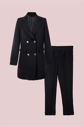 Klasik Ceketli İkili Takım Siyah