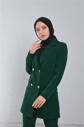 Klasik Ceketli İkili Takım Zümrüt Yeşili