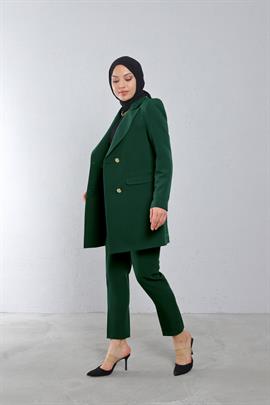 Klasik Ceketli İkili Takım Zümrüt Yeşili