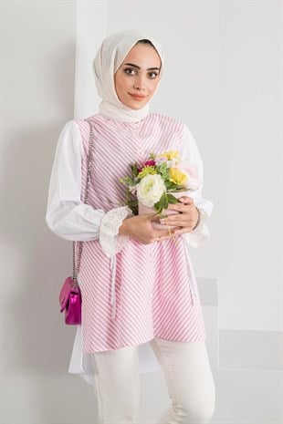 Kolu Dantel İşlemeli Gömlek