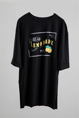 Limon Baskılı T-Shirt Siyah - Moda AlaLimon Baskılı T-Shirt Siyah