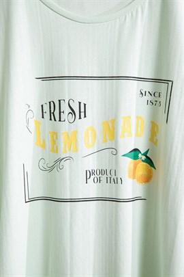 Limon Baskılı T-Shirt SuYeşili - Moda AlaLimon Baskılı T-Shirt SuYeşili