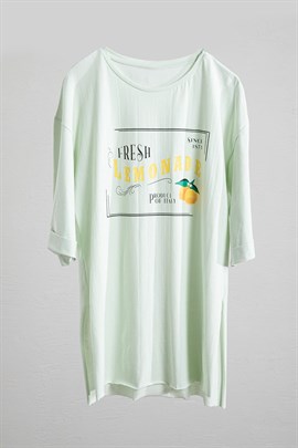 Limon Baskılı T-Shirt SuYeşili - Moda AlaLimon Baskılı T-Shirt SuYeşili