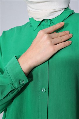Oversize Tensel Gömlek Yeşil