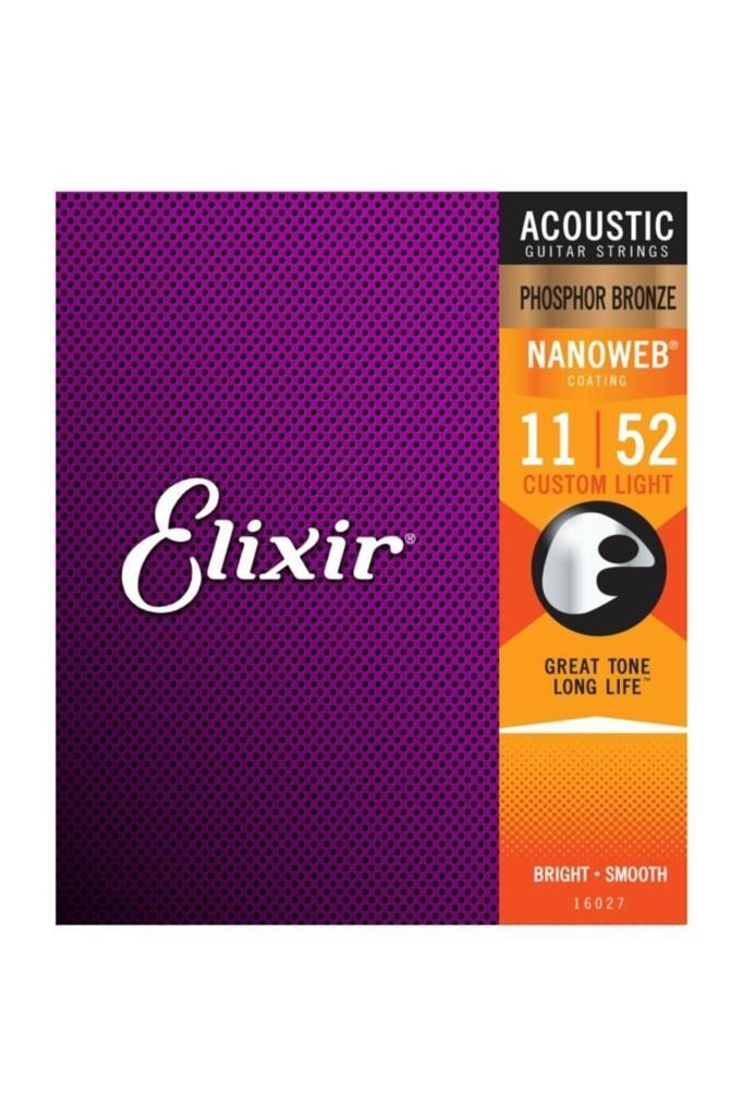 Elixir 16027 Nanoweb Phosphor Bronze Akustik Gitar Teli (11-52)