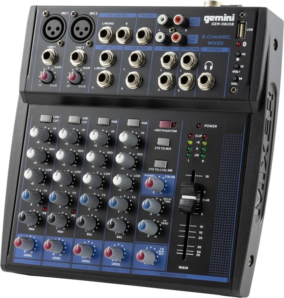 Gemini GEM-08USB 8 Kanal Mikser