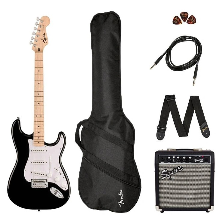 Squier Sonic Stratocaster Siyah Elektro Gitar Seti