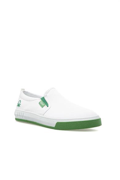 Benetton 30263 Erkek Bağsız Keten Günlük Sneakers Beyaz