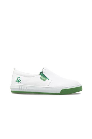Benetton 30263 Erkek Bağsız Keten Günlük Sneakers Beyaz