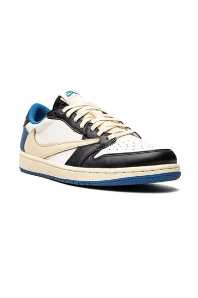 Nike Air Jordan 1 Low Fragment x Travis Scott Erkek sneaker Beyaz Mavi