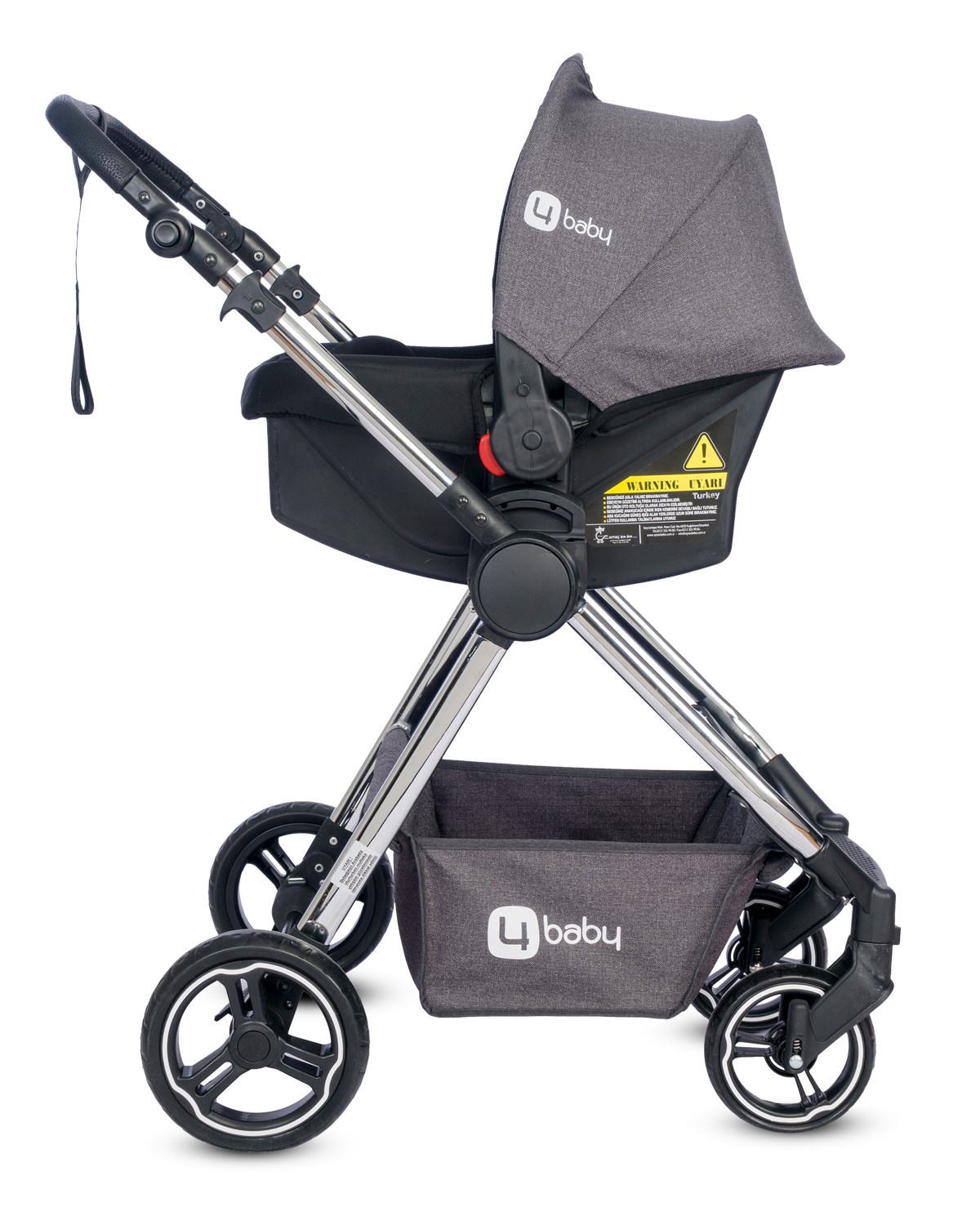 4 Baby Safran Krom Premium Travel Sistem Bebek Arabası - Antrasit