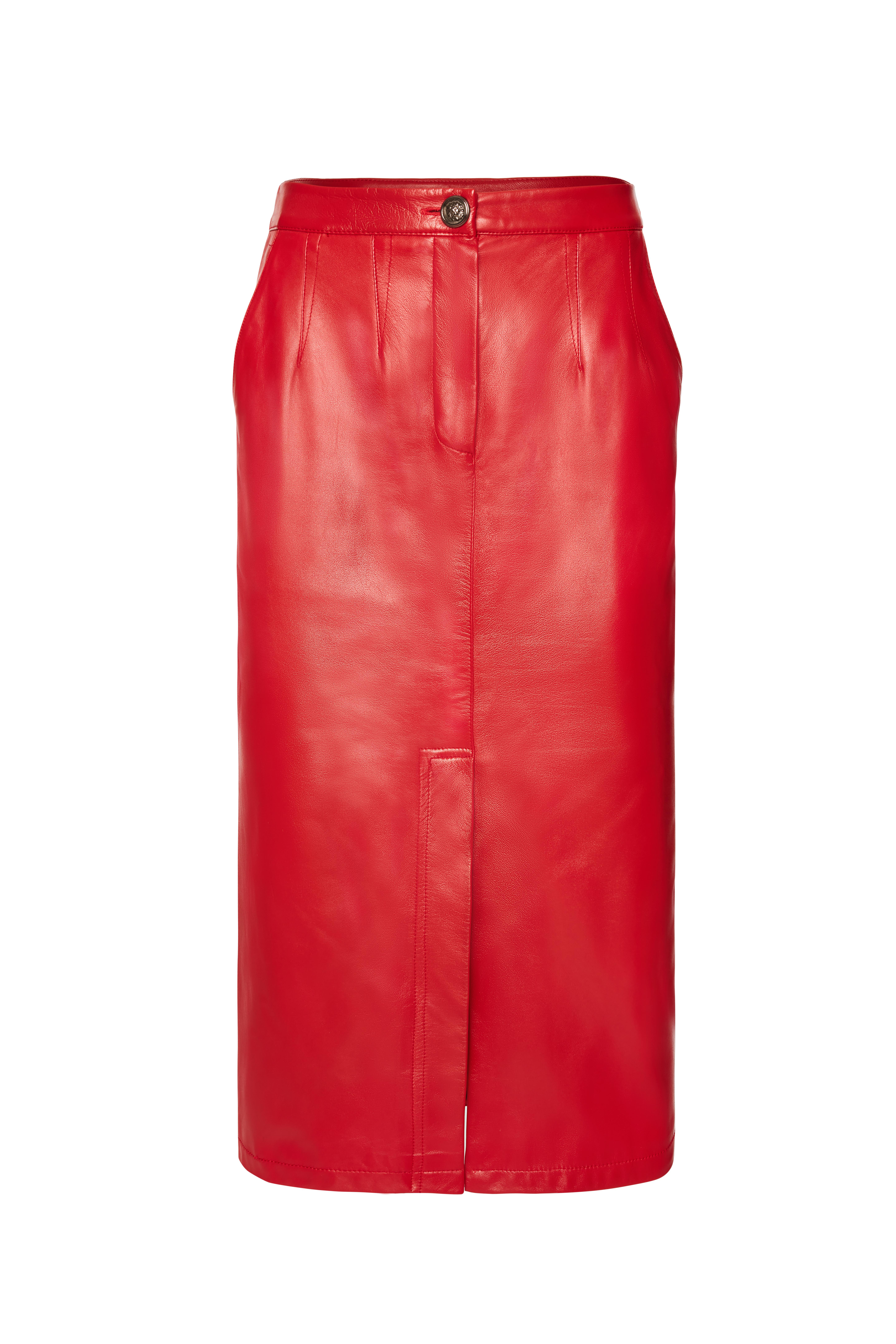 APHRODITE LEATHER MIDI SKIRT