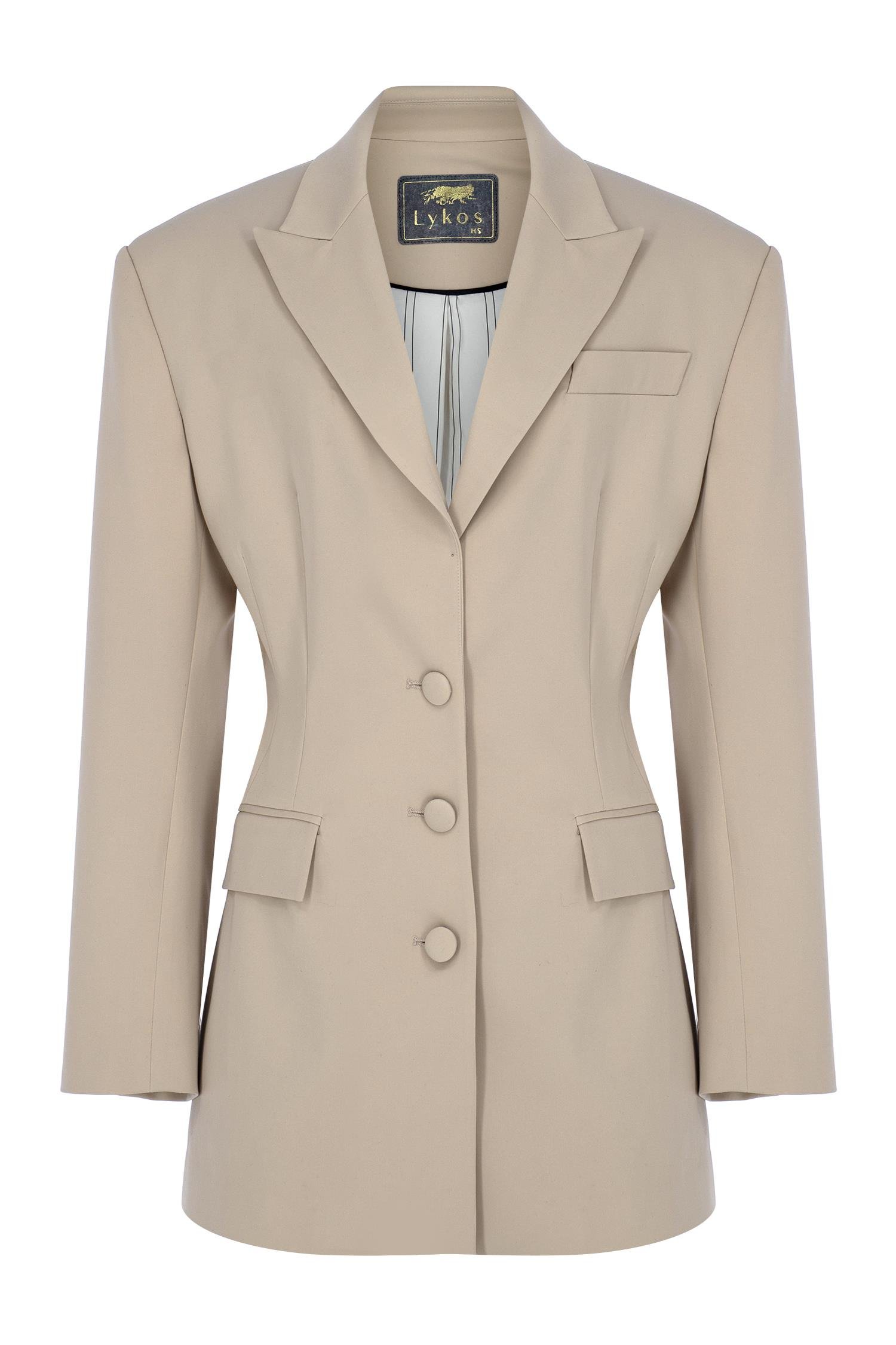 Beige Fitted Blazer Jacket