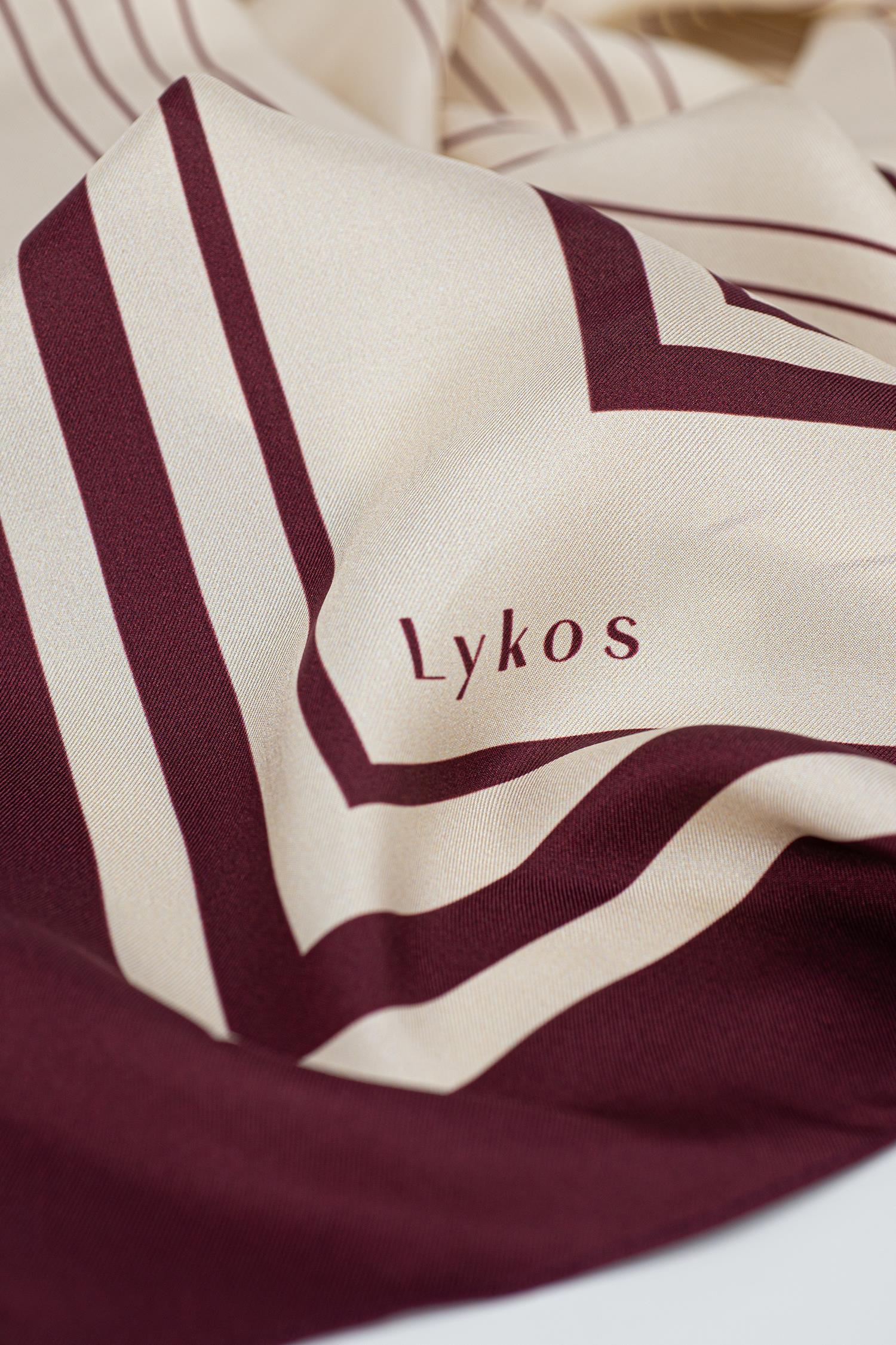 Berry Striped Pattern Silk Scarf