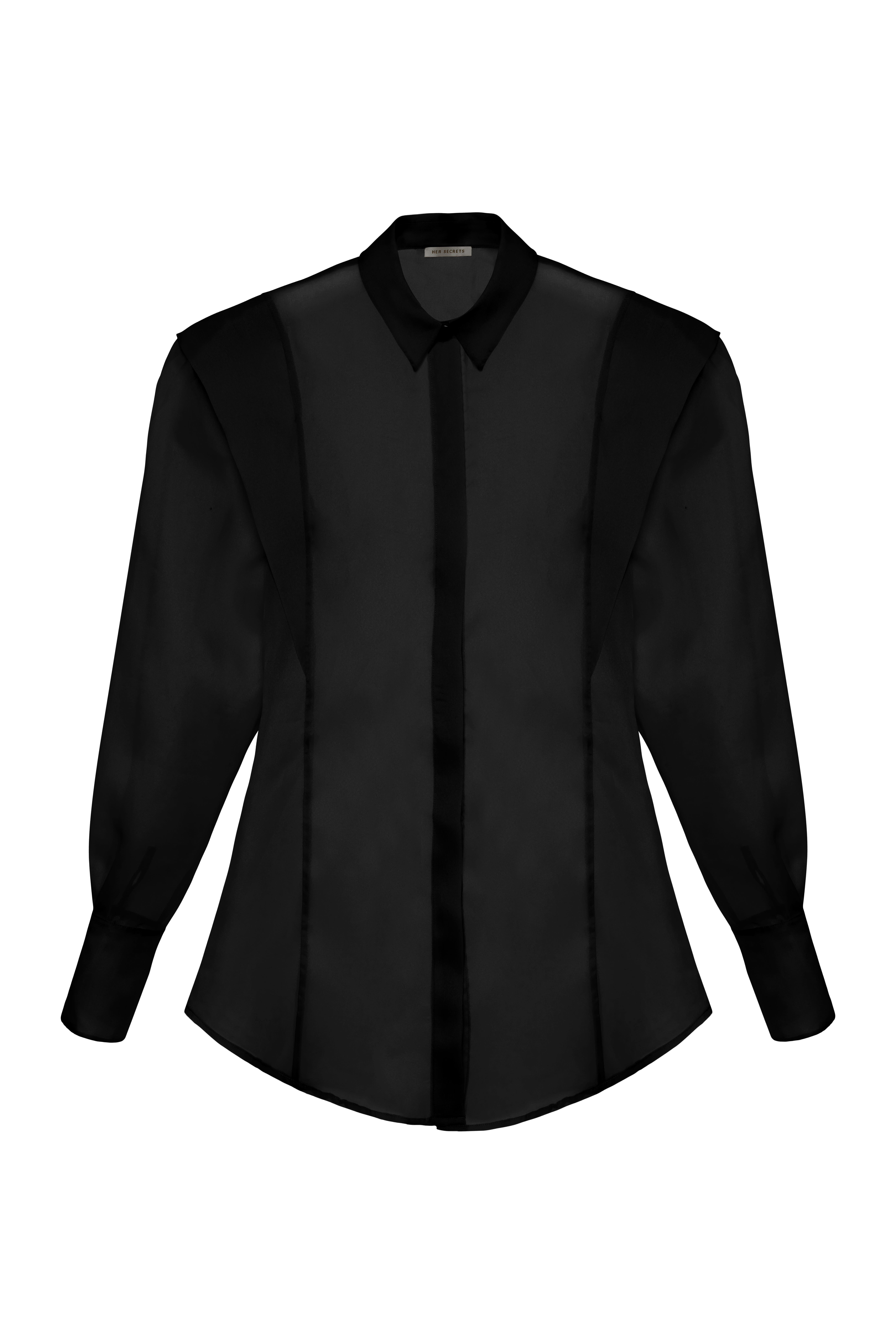 FANCY ORGANZA BLACK SHIRT