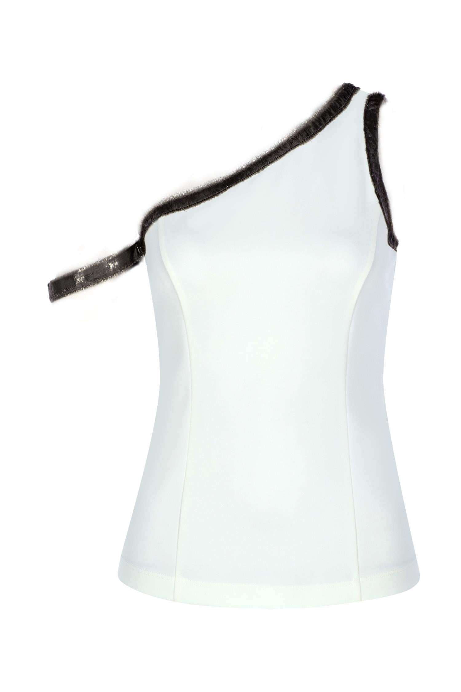 Silver-White One-Shoulder Top