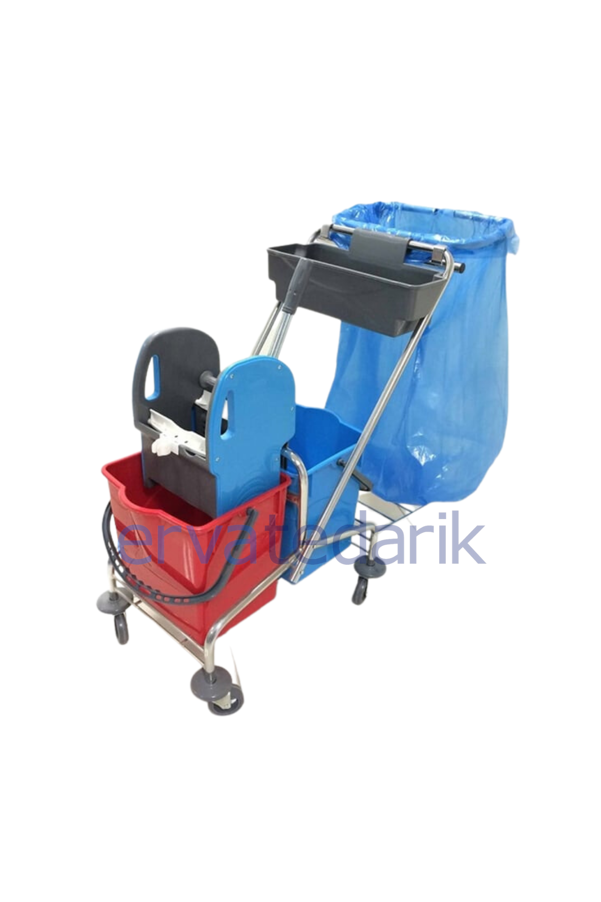 Çift Kovalı Paspas Arabası Taşıma Sepetli Çöp Poşeti Takma Aparatlı