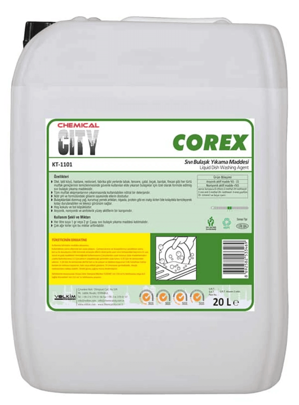 Elde Bulaşık KimyasallarıC.CITY COREX SIVI BULAŞIK YIKAMA MADDESİ YEŞİL ELDE BULAŞIK YIKAMA ÜRÜN. 5 KG