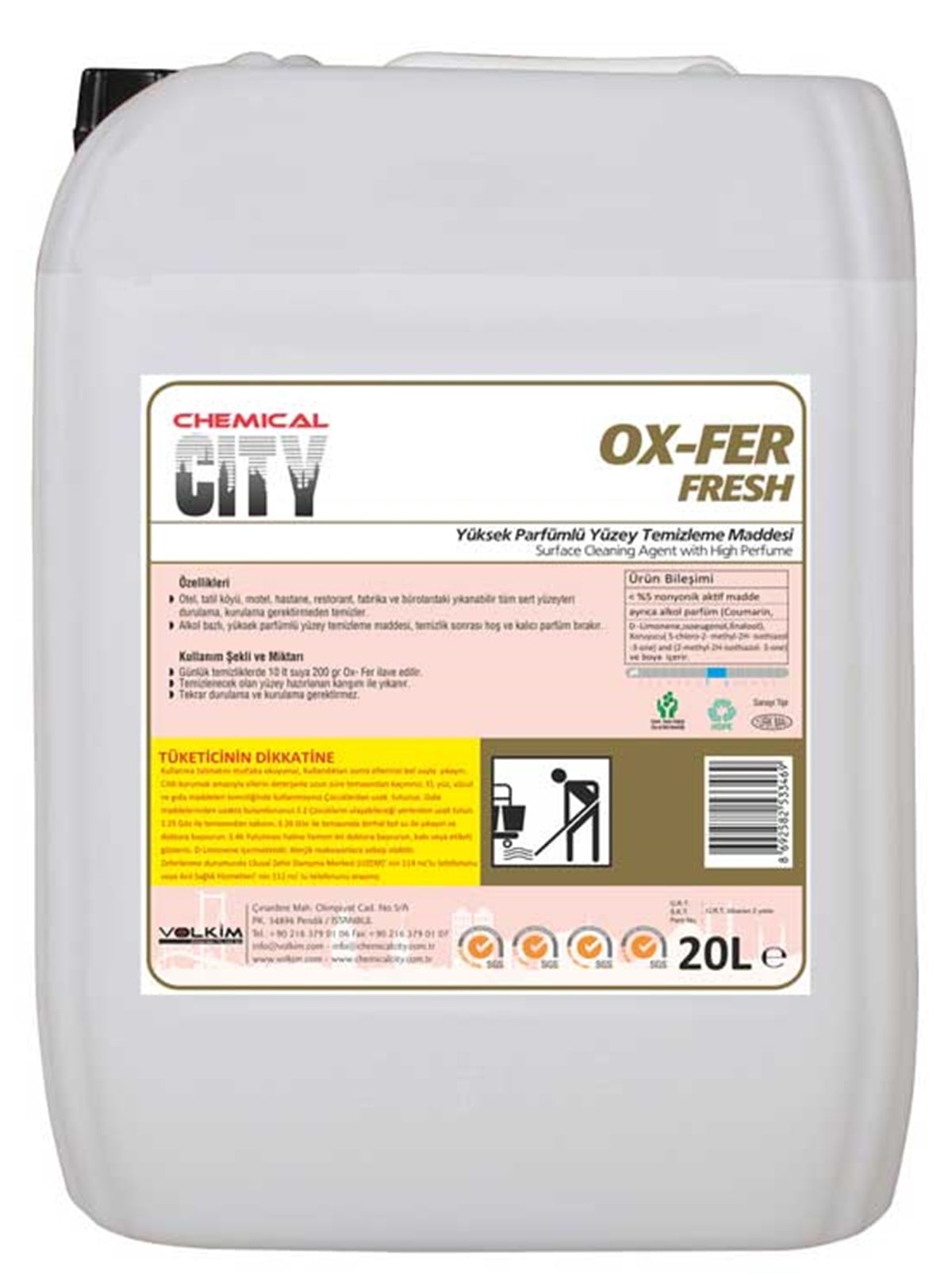 Genel Yüzey TemizleyiciChemical City OX-FER Fresh Yüzey Temizleme Maddesi 20 Kg