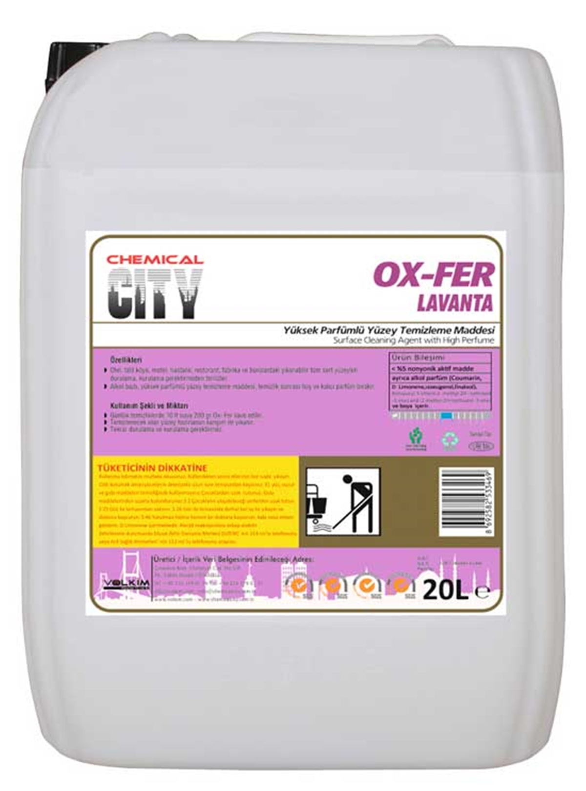 Genel Yüzey TemizleyiciChemical City OX-FER Lavanta Yüzey Temizleme Maddesi 20 Kg