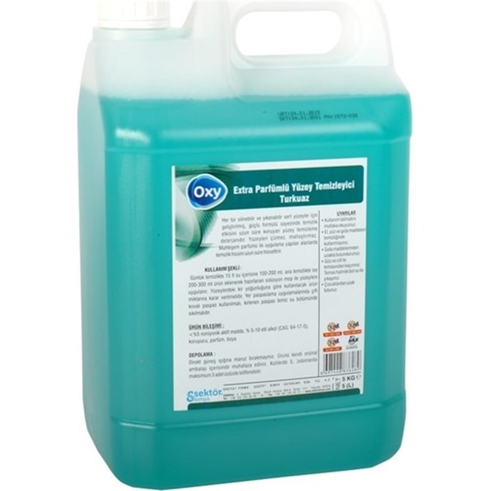 Genel Yüzey TemizleyiciOxy Extra Parfümlü Yüzey Temizleyici Turkuaz 5 Lt