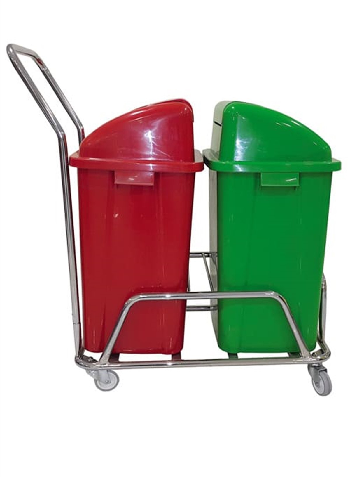 Geri Dönüşüm Atık Kutusuİkili Ayrışım Kovası Krom Gövde