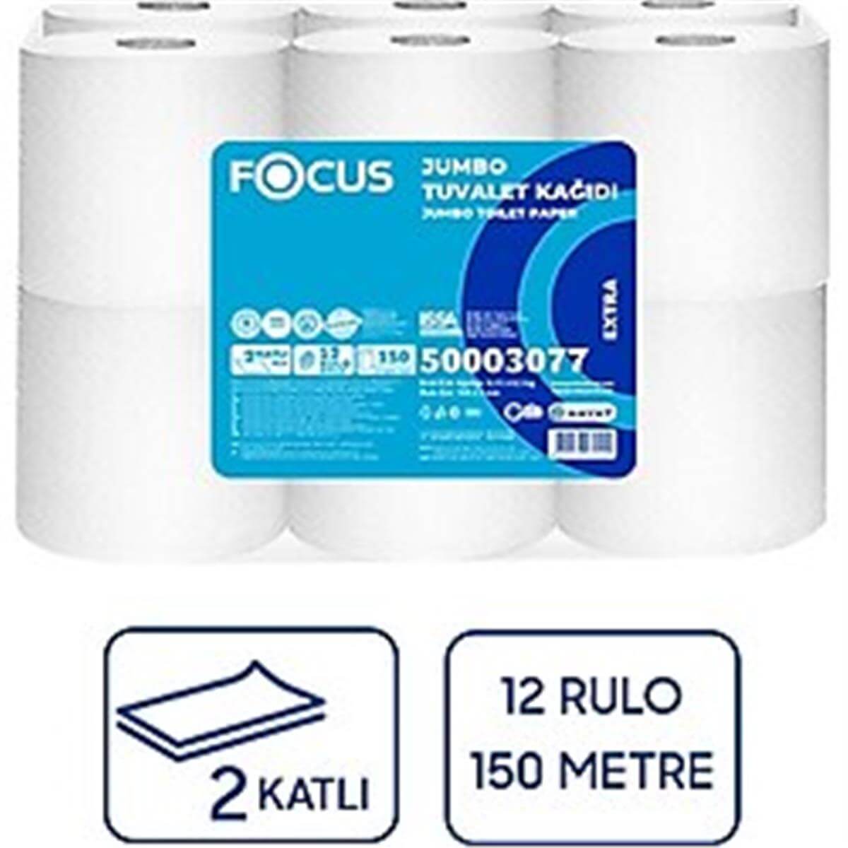 Jumbo Tuvalet KağıdıFOCUS EXTRA JUMBO MİNİ TUV.KAĞ. GFRJ 150 MT 12 Lİ