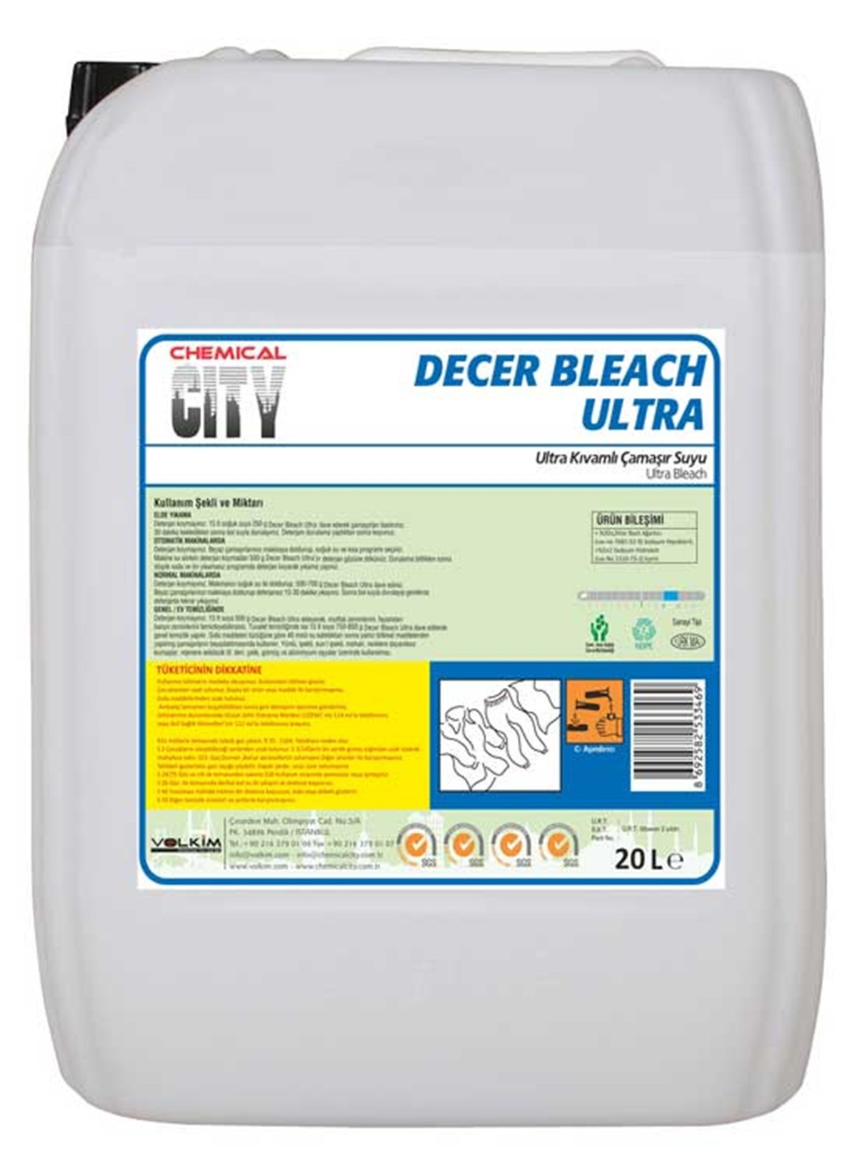 Çamaşır SuyuChemical City Ultra Bleach Ultra Çamaşır Suyu 20 Kg