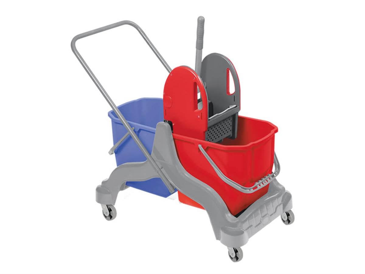 Çİft Kovalı Paspas ArabasıERVA TEMİZLİK SETİ ÇİFT KOVALI PLASTİK STANDART