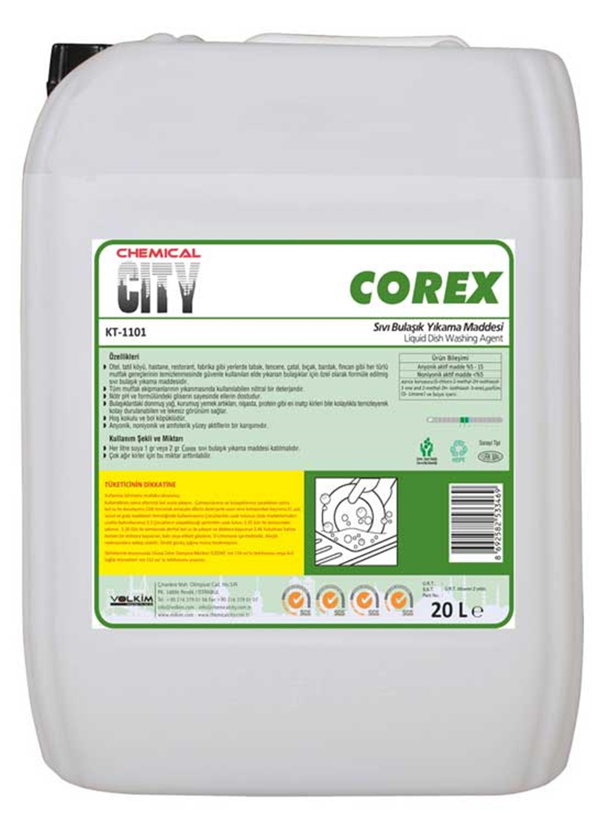 Elde BulaşıkChemical City Corex Sıvı Bulaşık Yıkama Maddesi 20 Kg