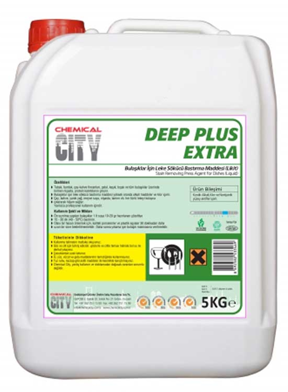 Elde BulaşıkChemical City Deep Plus Protein Ve Nişasta Lekeleri İçin Ön Daldırma Likit 5 Kg