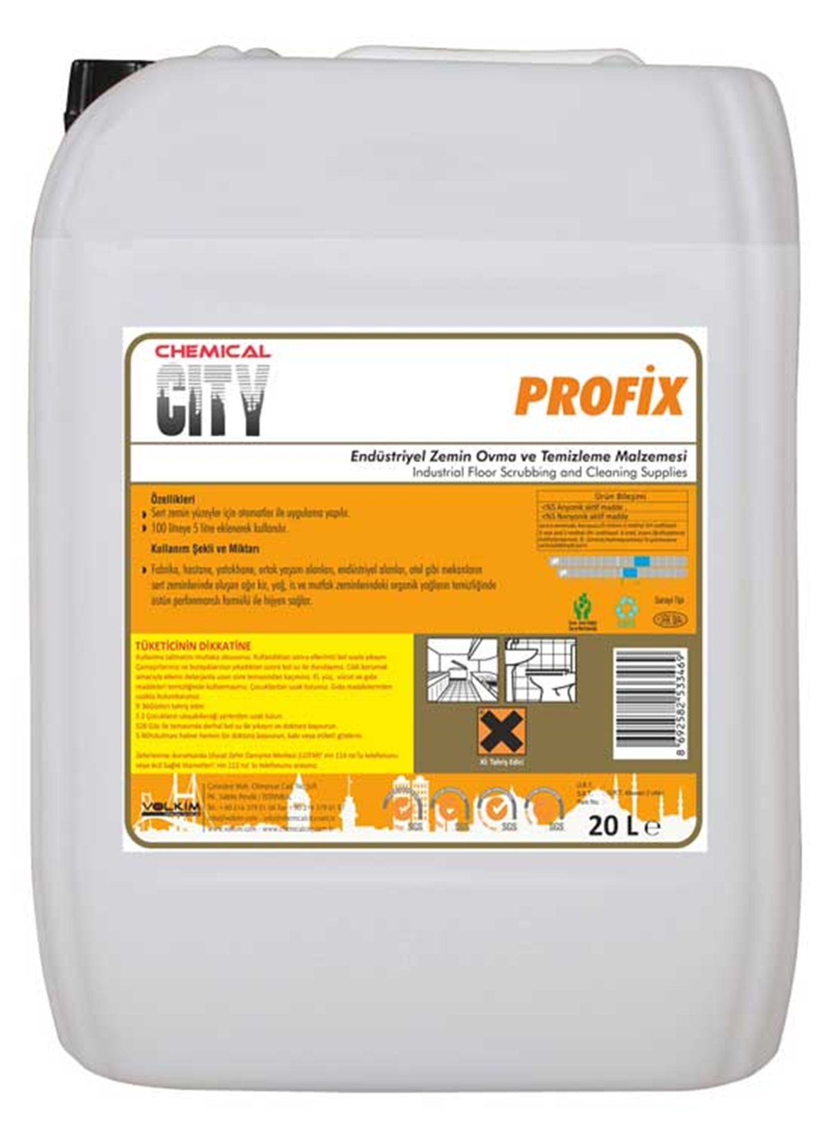 Genel Yüzey TemizleyiciChemical City Profix Otomatlar İçin Günlük Temizleme Ve Bakım Maddesi 20 Kg