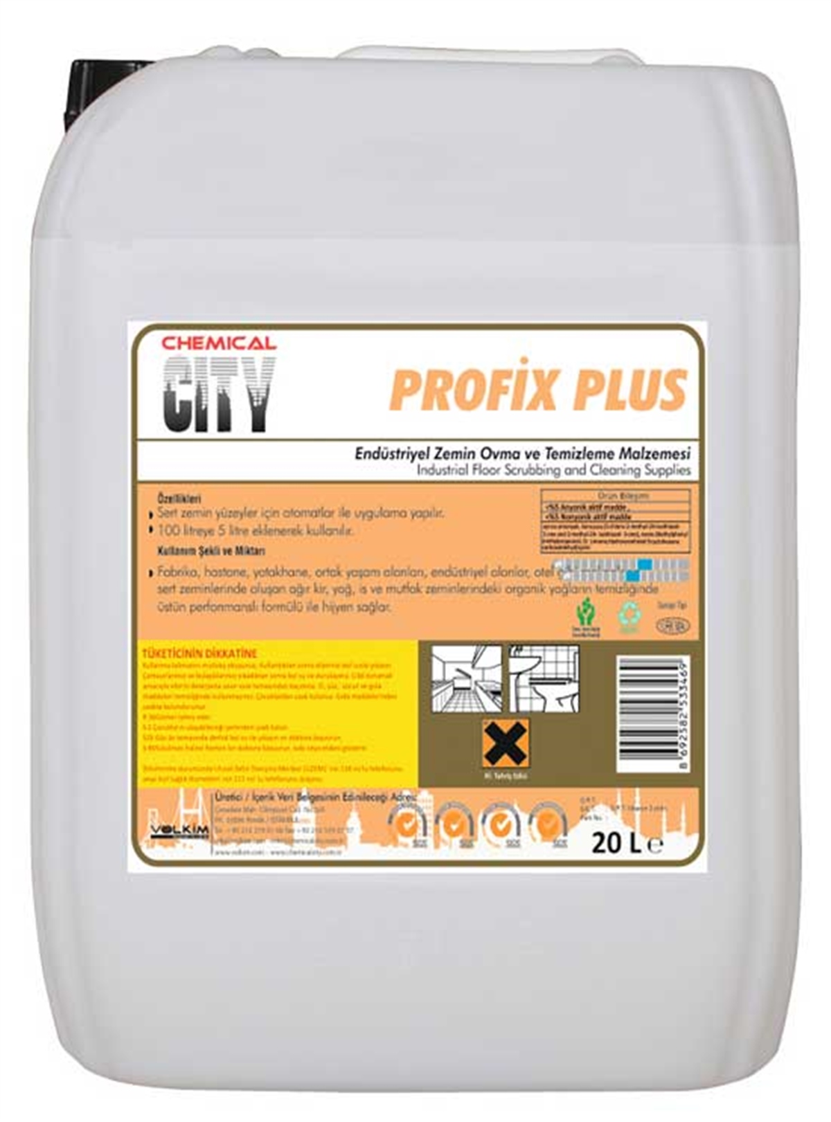 Genel Yüzey TemizleyiciChemical City Profix Plus Otomat Endüstriyel Zemin Ovma Ve Temizleme Maddesi 20 Kg