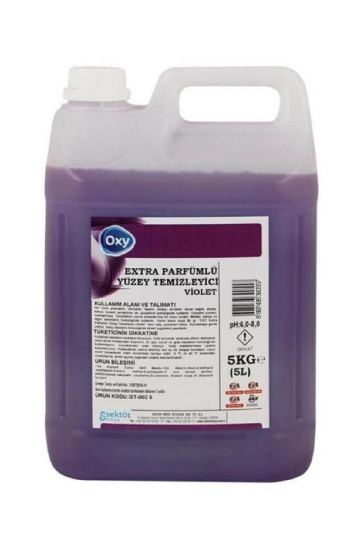 Genel Yüzey TemizleyiciOxy Extra Parfümlü Yüzey Temizleyici Mor/Lavanta 5 Lt